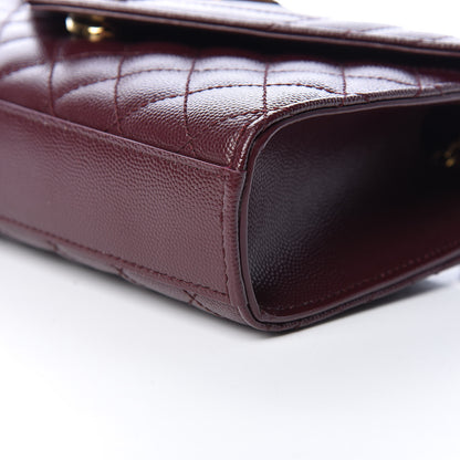 Saint Laurent Grain De Poudre Textured Mixed Matelasse Triquilt Small Monogram Satchel Burgundy 9 of 9