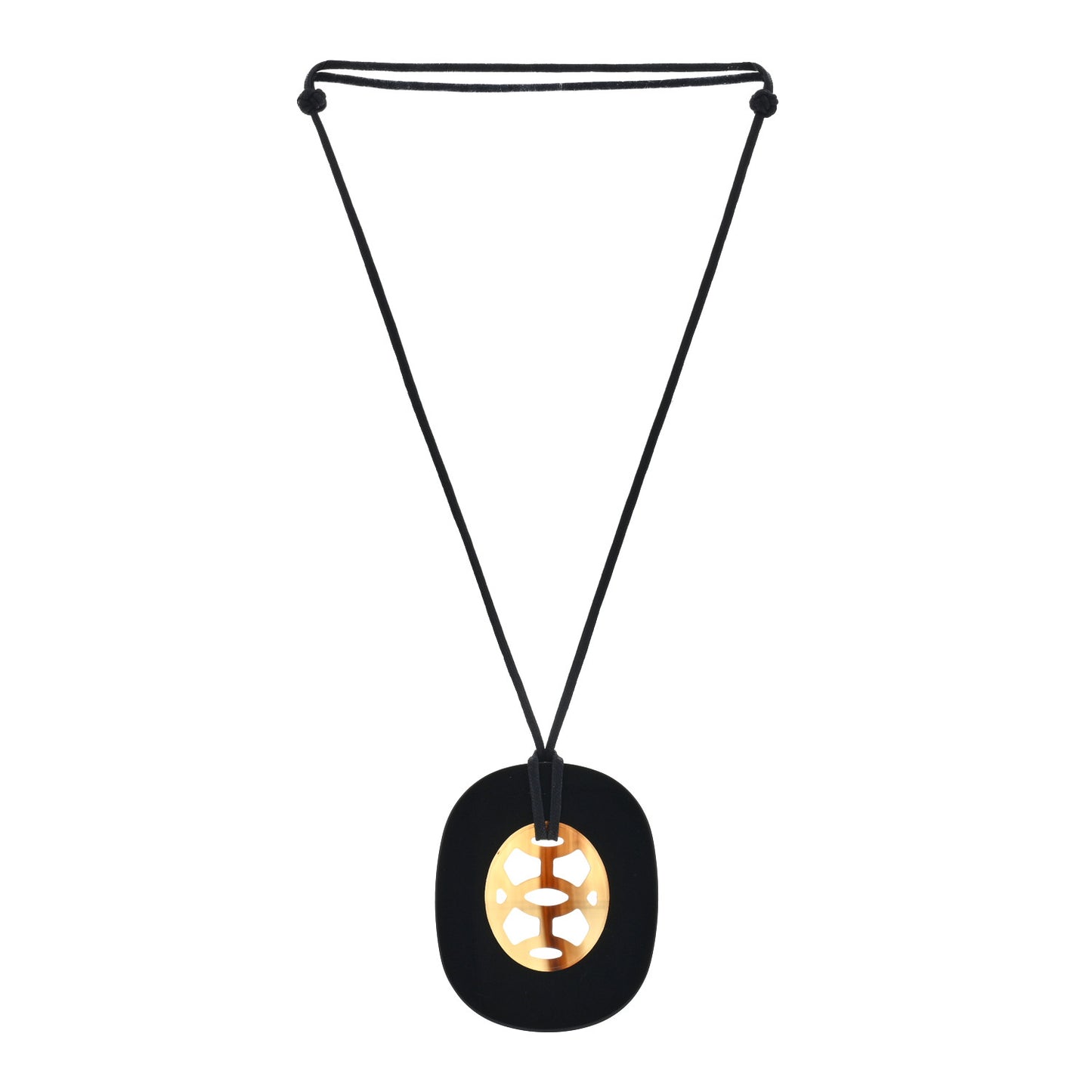 Buffalo Horn Lacquer Lift Necklace PM Black