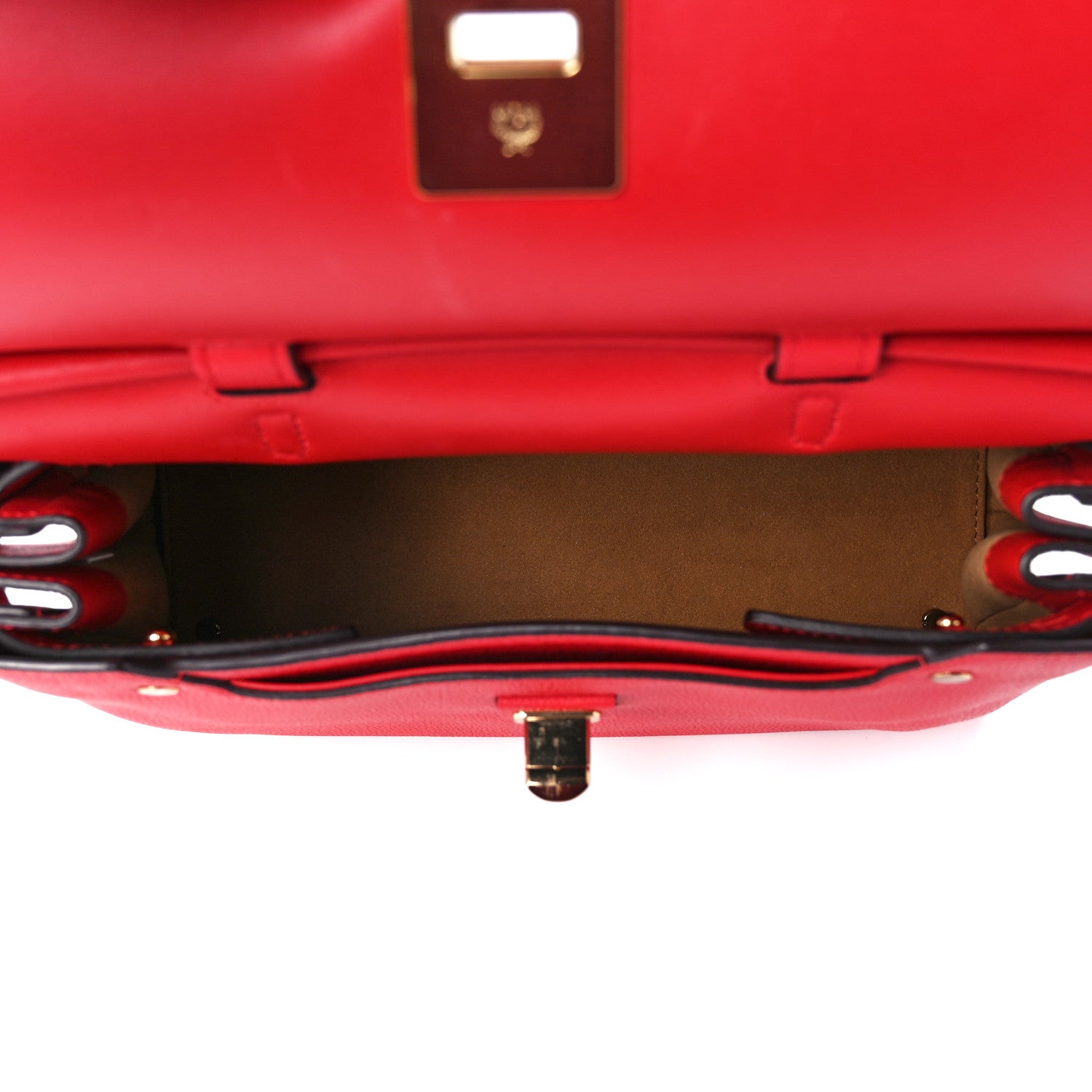 MCM Grained Calfskin Medium Milla Convertible Backpack Red 5 of 11