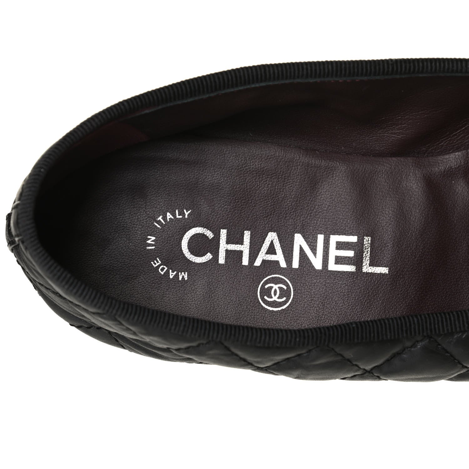 Chanel Aged Calfskin Quilted CC Cap Toe Ballerina Flats 38 Black 8 of 8