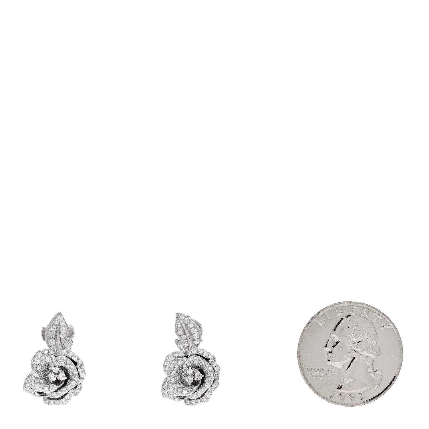 Christian Dior 18K White Gold Diamond Rose Bagatelle Earrings 2 of 4