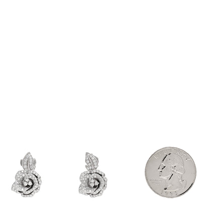 Christian Dior 18K White Gold Diamond Rose Bagatelle Earrings 2 of 4