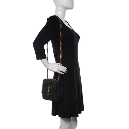 Saint Laurent Lambskin Matelasse Monogram Medium Vicky Chain Bag Black 2 of 10