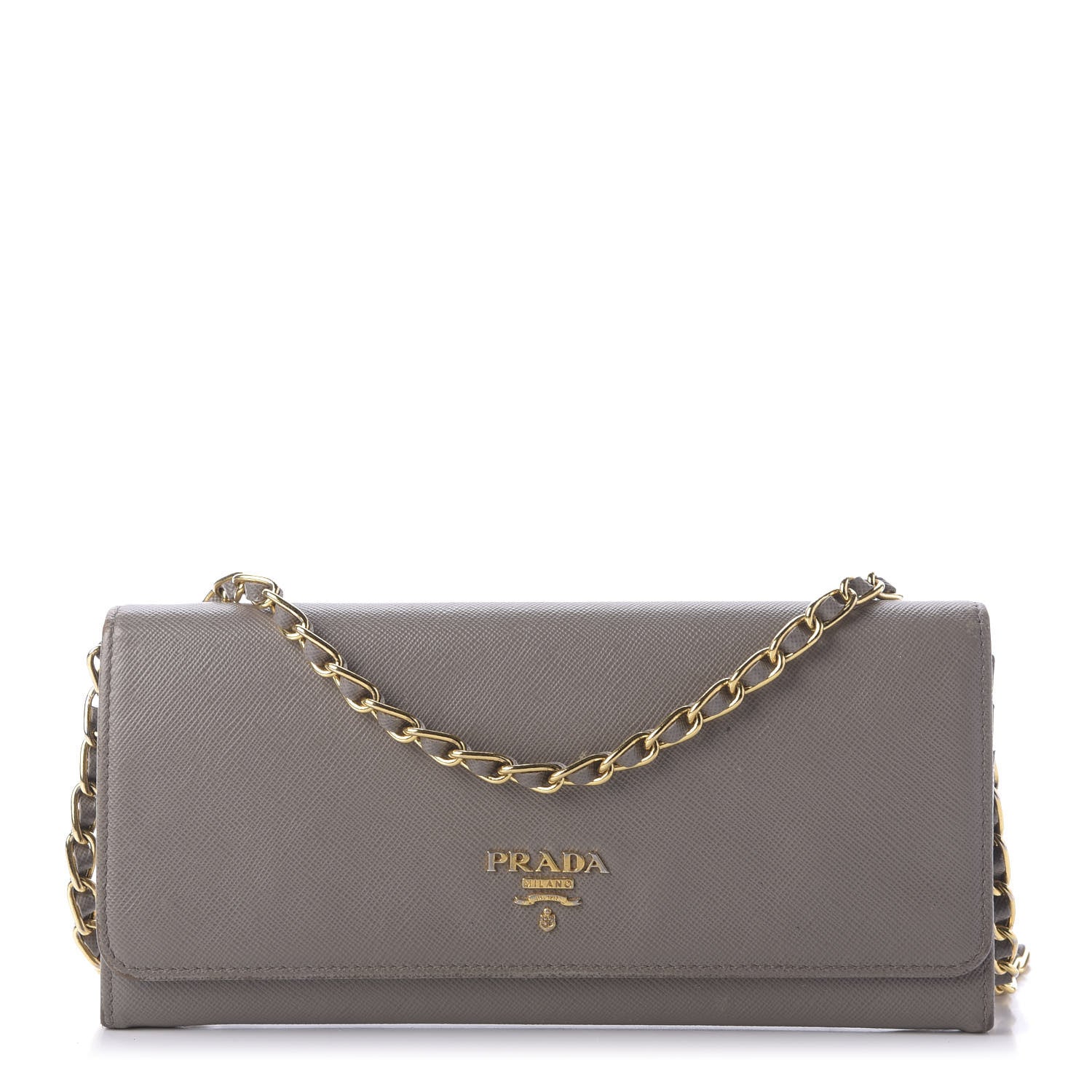 Prada Saffiano Metal Oro Chain Wallet Argilla 1 of 9