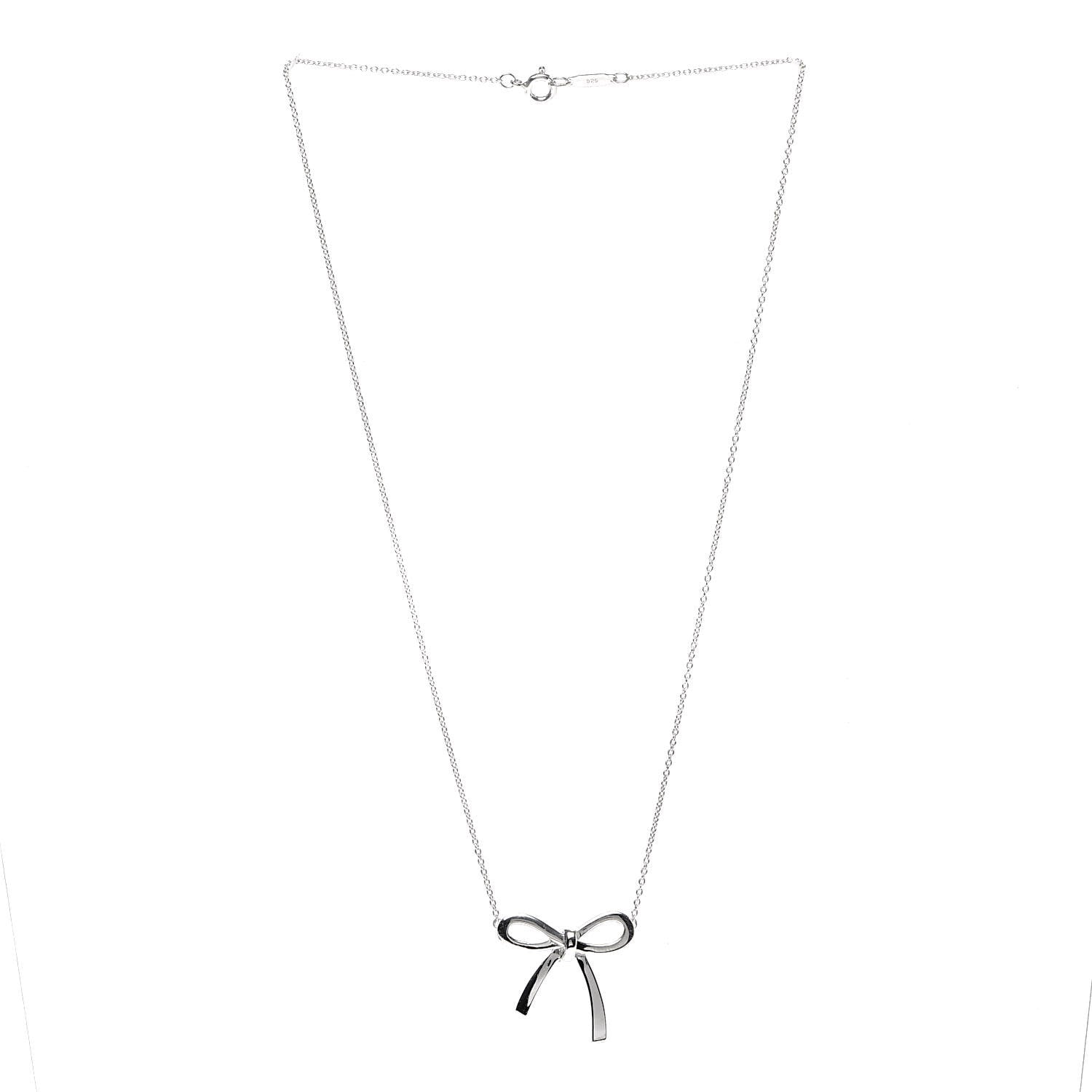 Tiffany Sterling Silver Bow Pendant Necklace 3 of 7