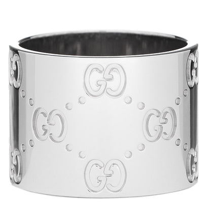 Gucci 18K White Gold 14mm Icon Wide Band Ring 51 5.75 1 of 6