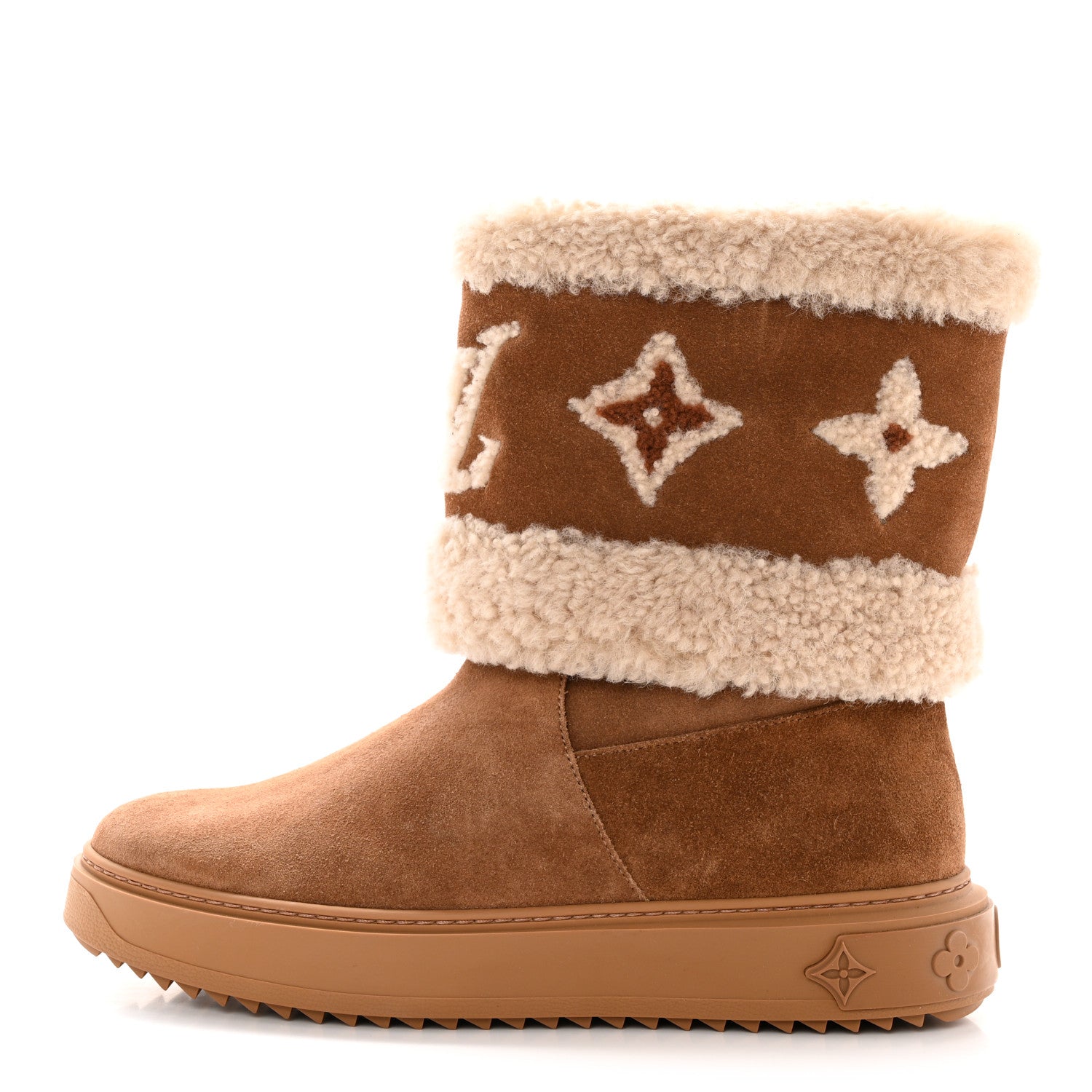 Louis Vuitton Suede Calfskin Shearling Snowdrop Flat Ankle Boot 40 Cognac 1 of 14