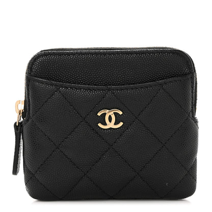 Chanel Caviar Quilted Zip Card Holder Wallet Black 1 of 8