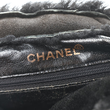 Chanel Suede Shearling Fur Handbag Black 6 of 11