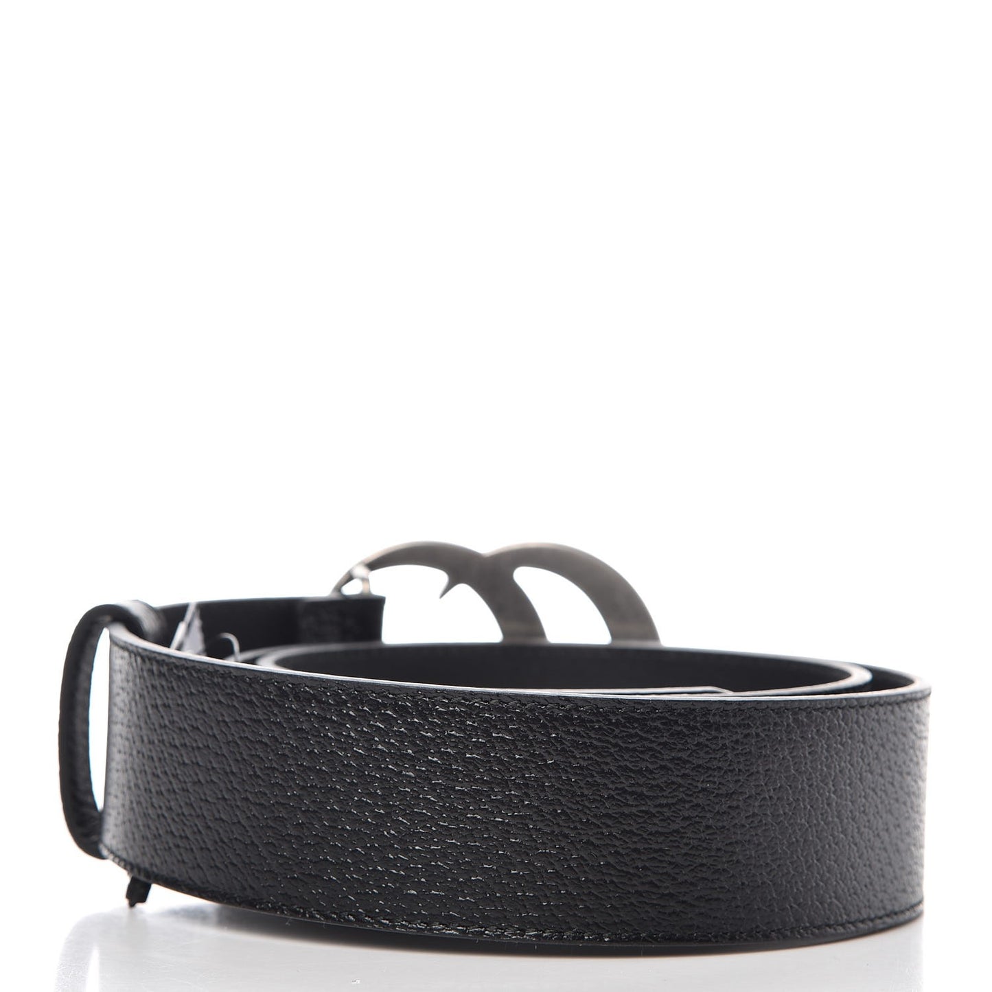 Textured Dollar Calfskin Nickel Double G 40mm Belt 85 34 Black