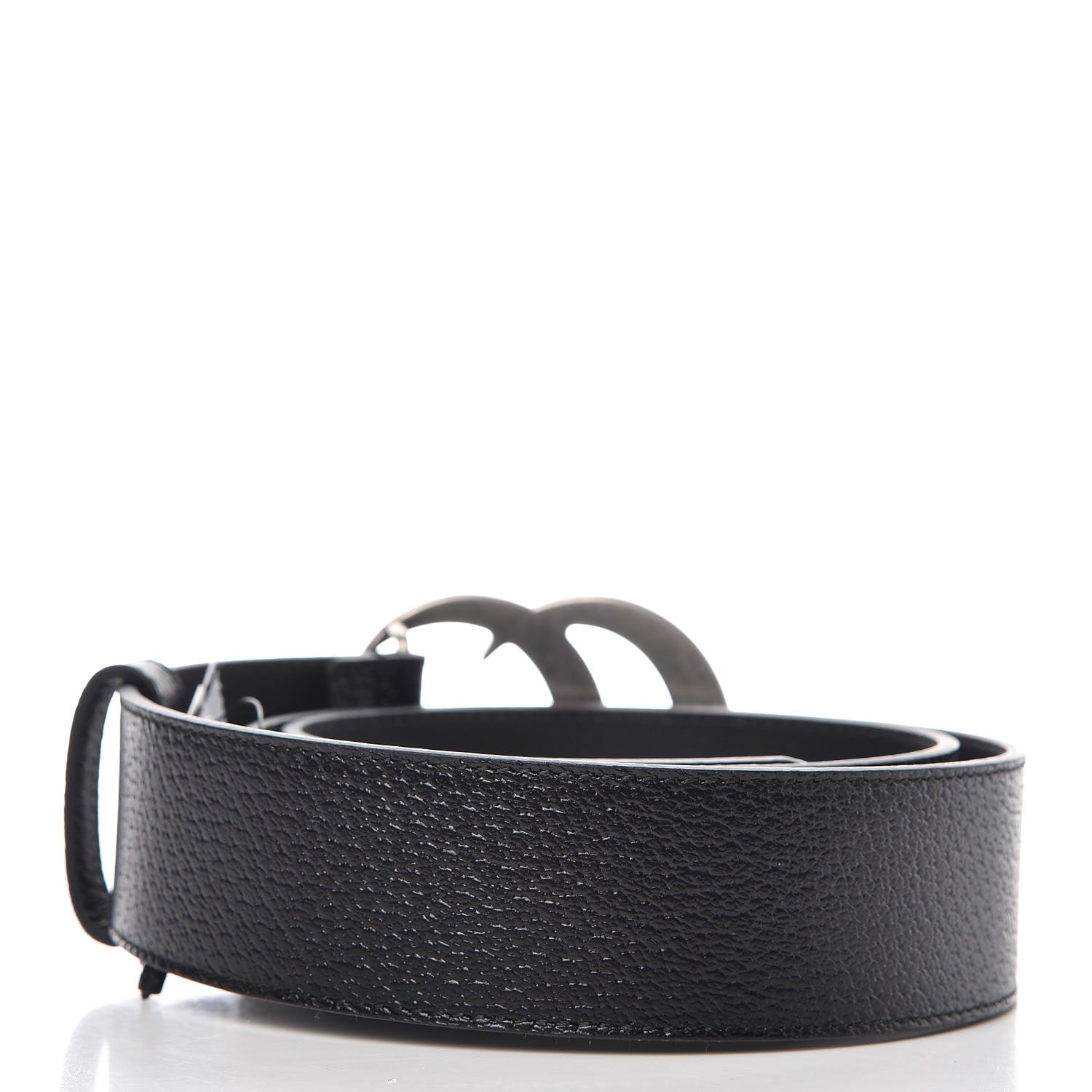 Gucci Textured Dollar Calfskin Nickel Double G 40mm Belt 85 34 Black 3 of 6