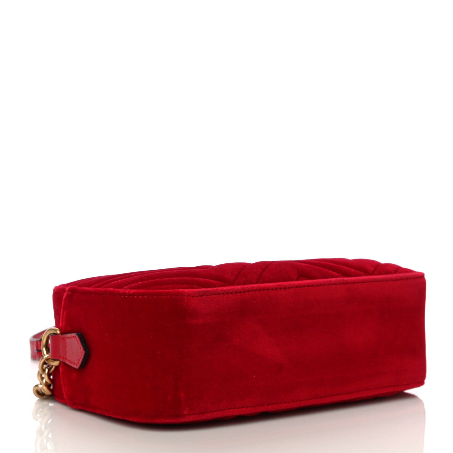 Gucci Velvet Matelasse Small GG Marmont Chain Shoulder Bag Hibiscus Red 4 of 12