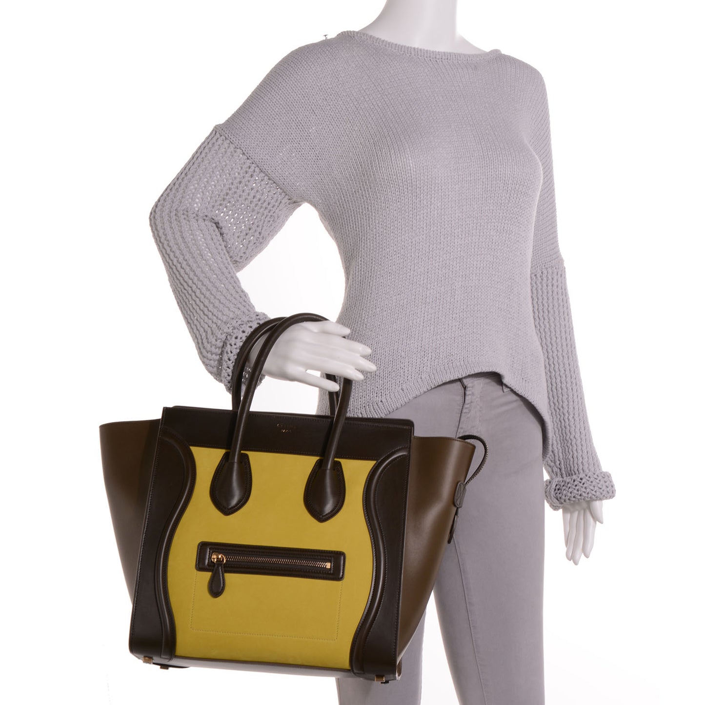 Nubuck Calfskin Mini Tri-Color Luggage Chartreuse