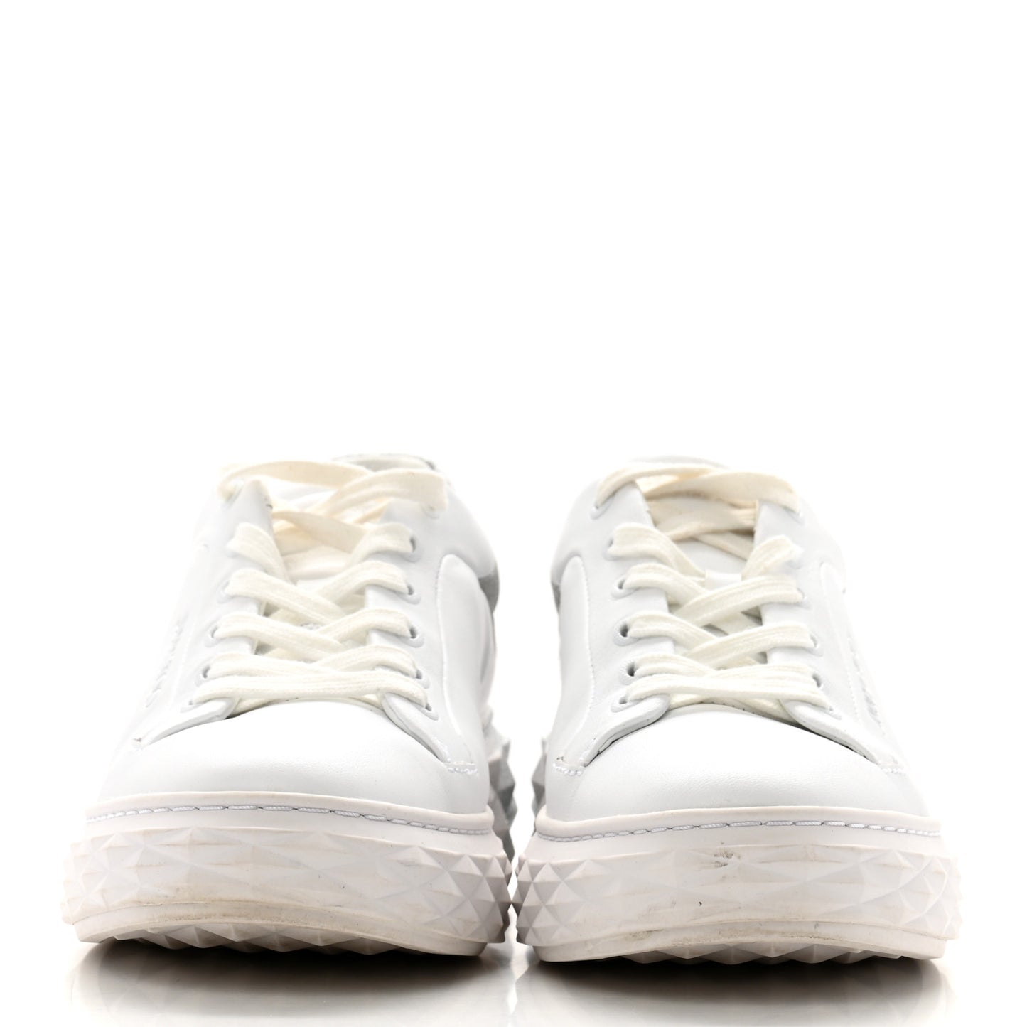Nappa Diamond Maxi Platform Sneakers 38.5 White Silver