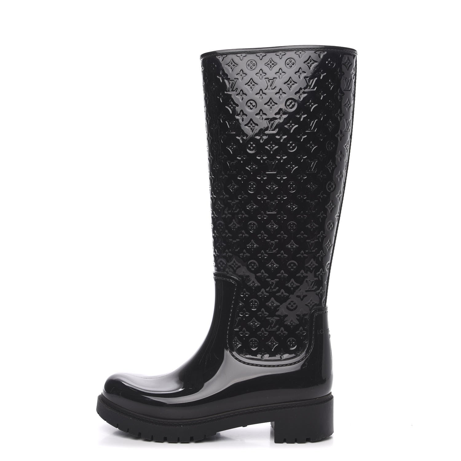 Louis Vuitton Rubber Embossed Monogram Splash Rain Boots 36 Black 1 of 9
