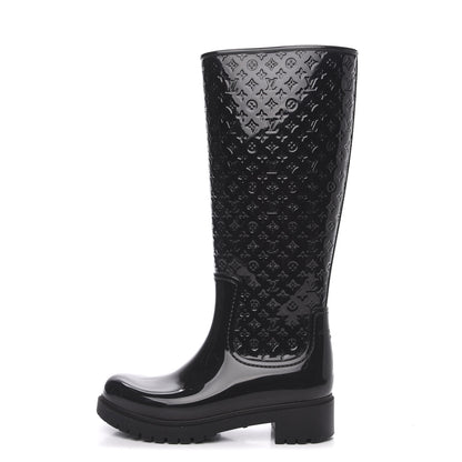 Louis Vuitton Rubber Embossed Monogram Splash Rain Boots 36 Black 1 of 9