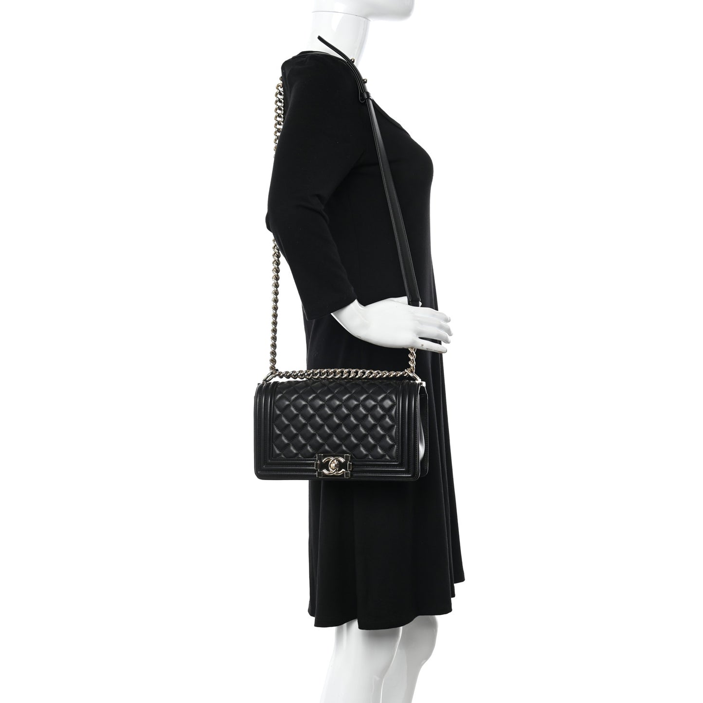 Lambskin Quilted Medium Boy Flap Black
