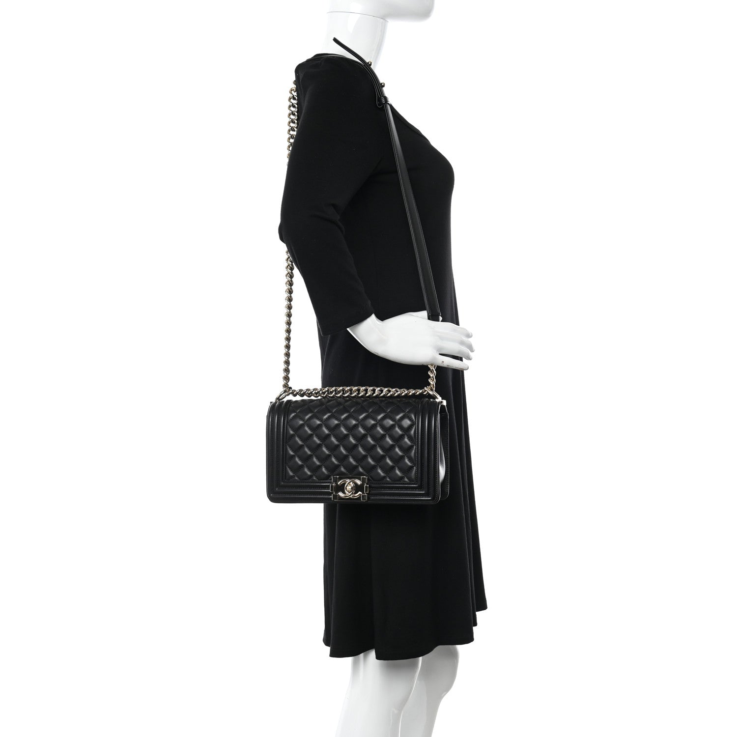 Chanel Lambskin Quilted Medium Boy Flap Black 2 of 11