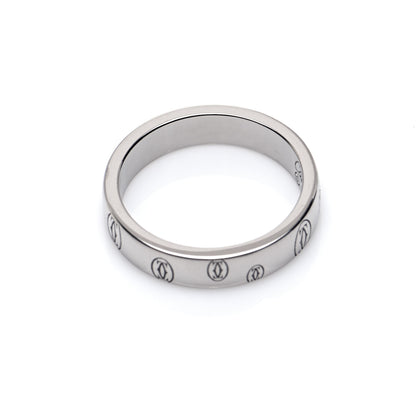 Cartier 18K White Gold 4mm Happy Birthday Band Ring 50 5.25 4 of 5
