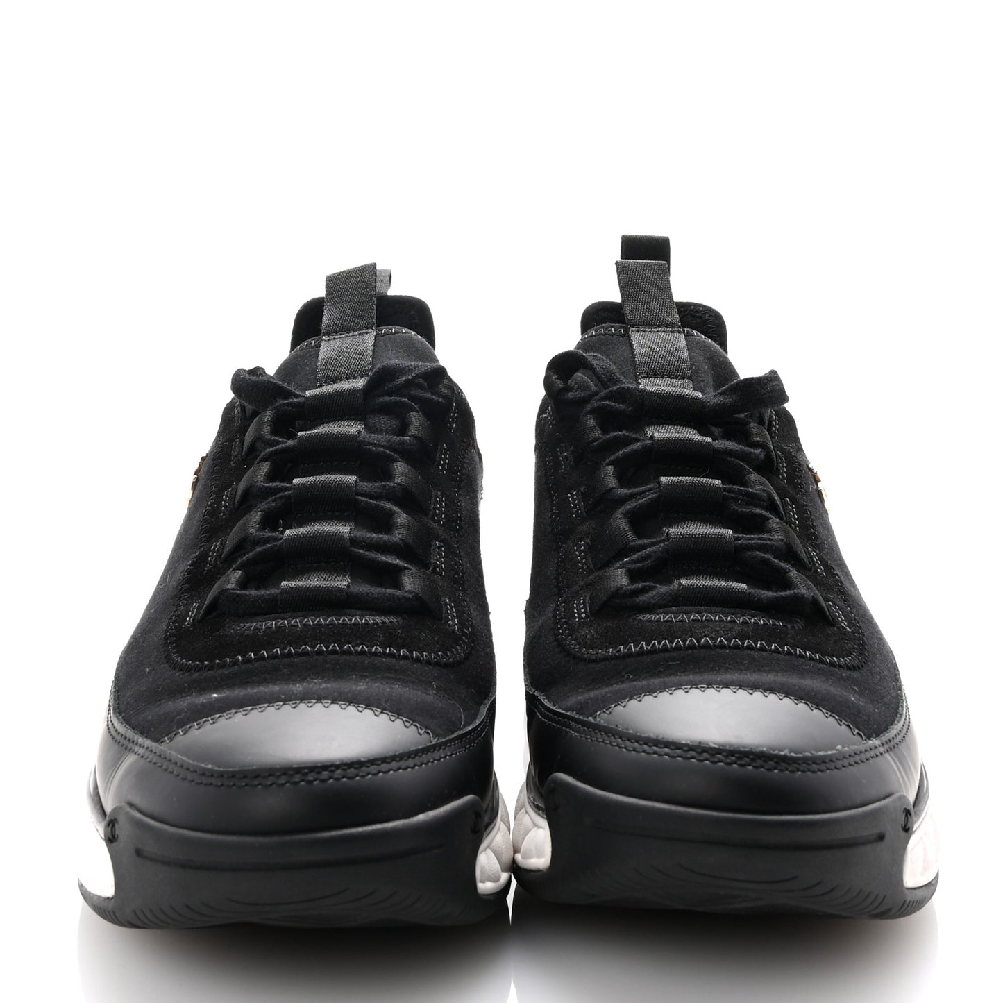 Velvet Calfskin Mixed Fibers CC Sneakers 38.5 Black