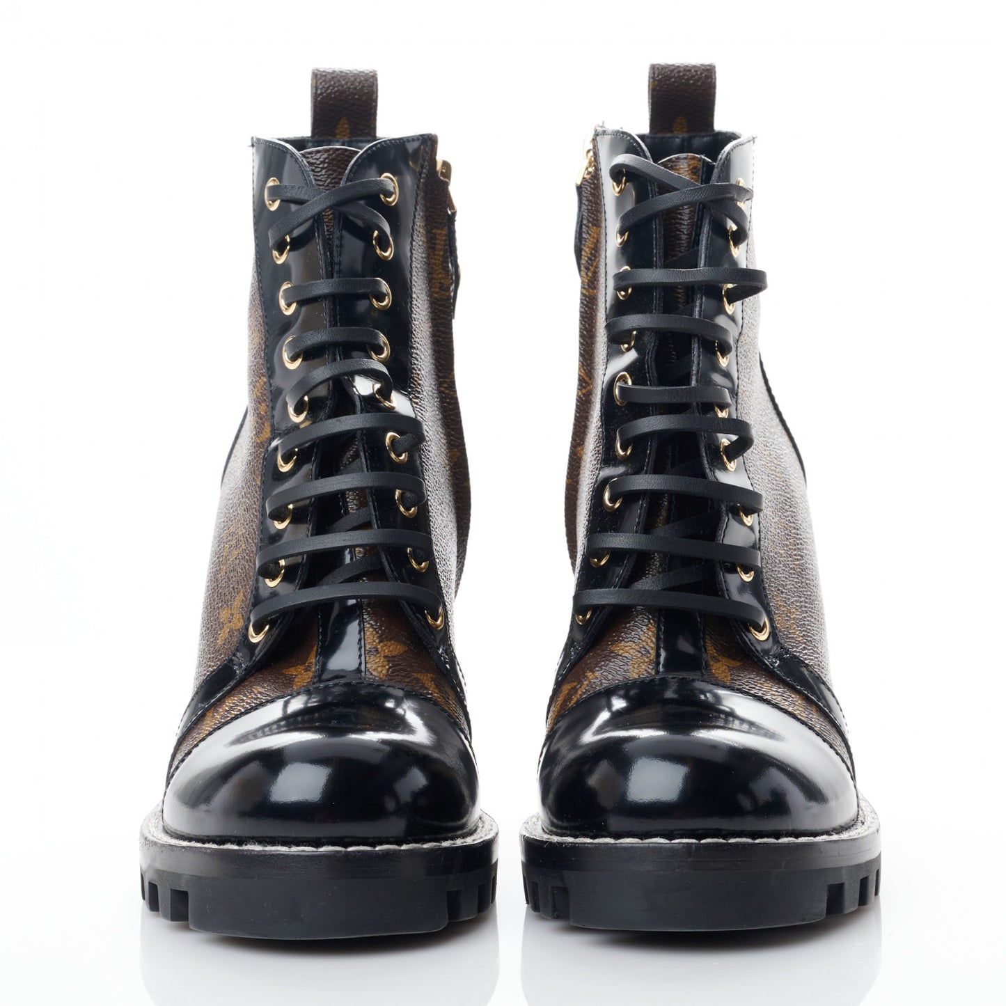 Patent Calfskin Monogram Star Trail Ankle Boots 39 Black