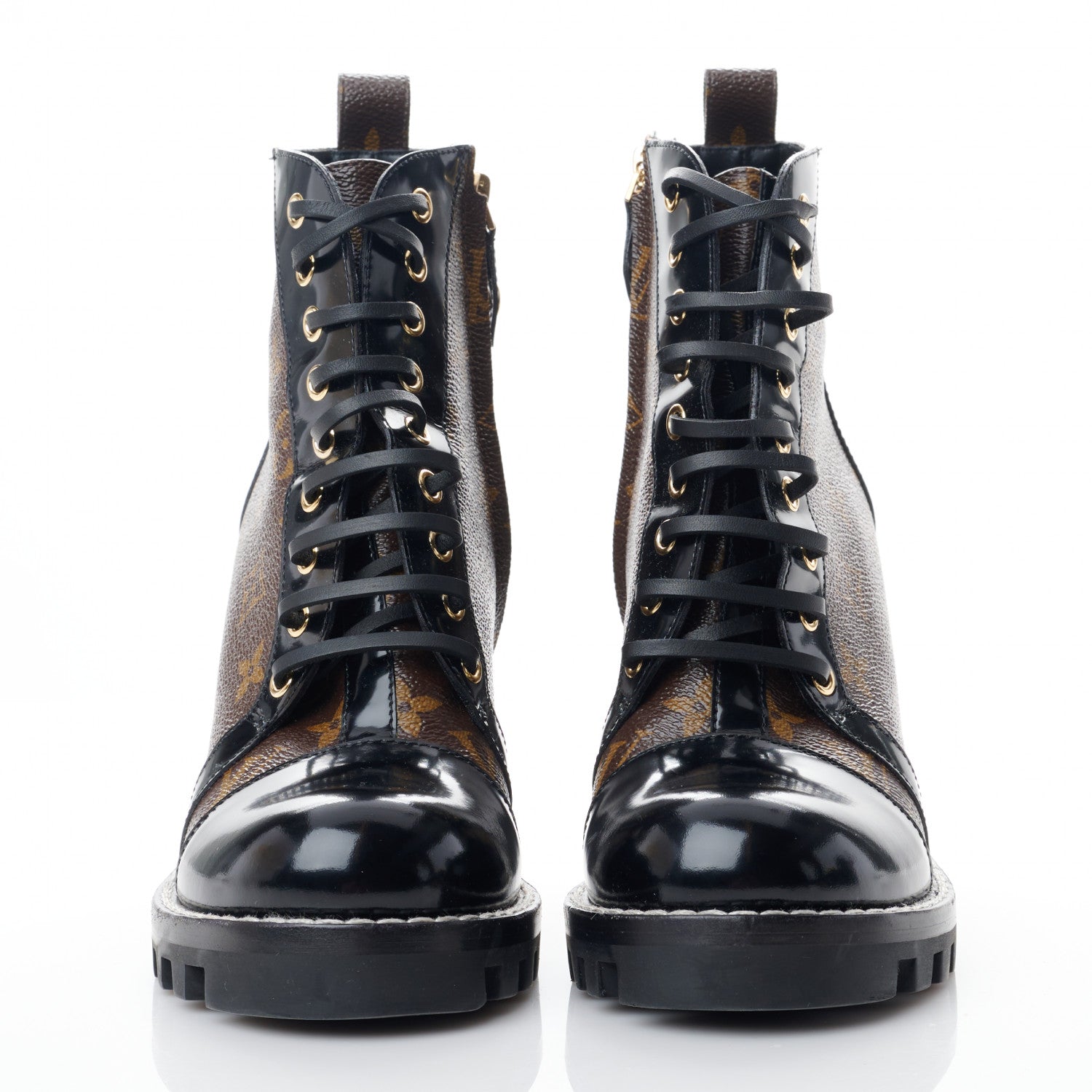 Louis Vuitton Patent Calfskin Monogram Star Trail Ankle Boots 39 Black 2 of 8