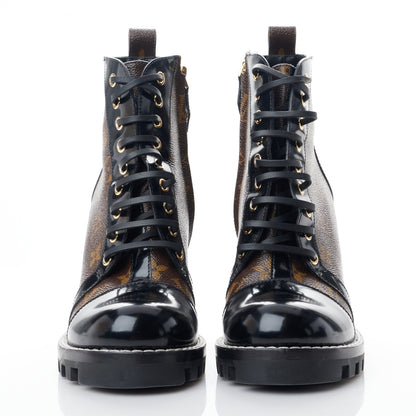 Louis Vuitton Patent Calfskin Monogram Star Trail Ankle Boots 39 Black 2 of 8