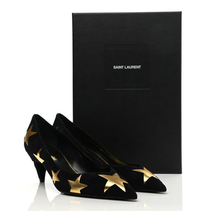 Saint Laurent Kid Scamosciato Kiki 55 Star Pumps 38 Black Oro 9 of 9