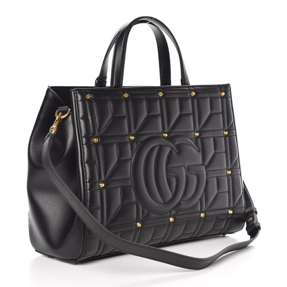 Gucci Calfskin Matelasse Studded Medium GG Marmont Tote Black 4 of 8