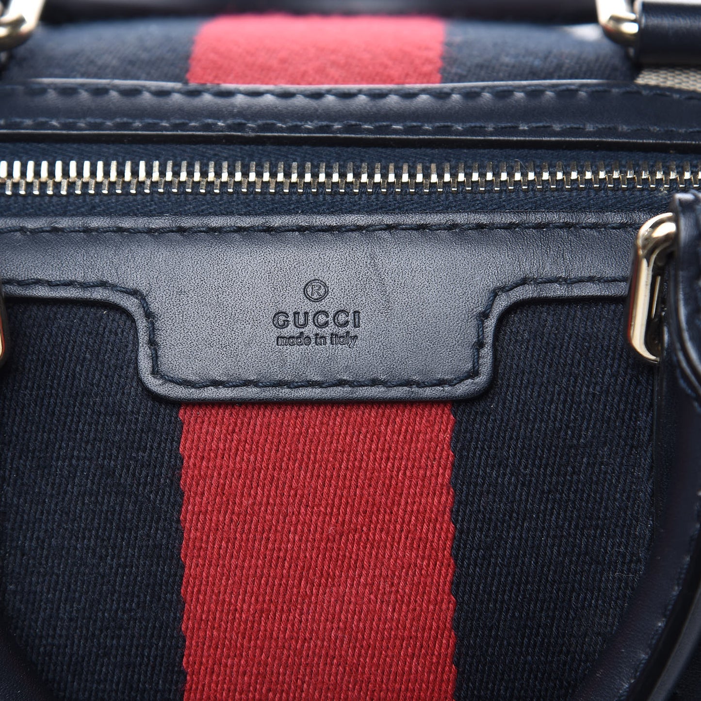 Monogram Selleria Calfskin Vintage Web Medium Boston Beige Blue