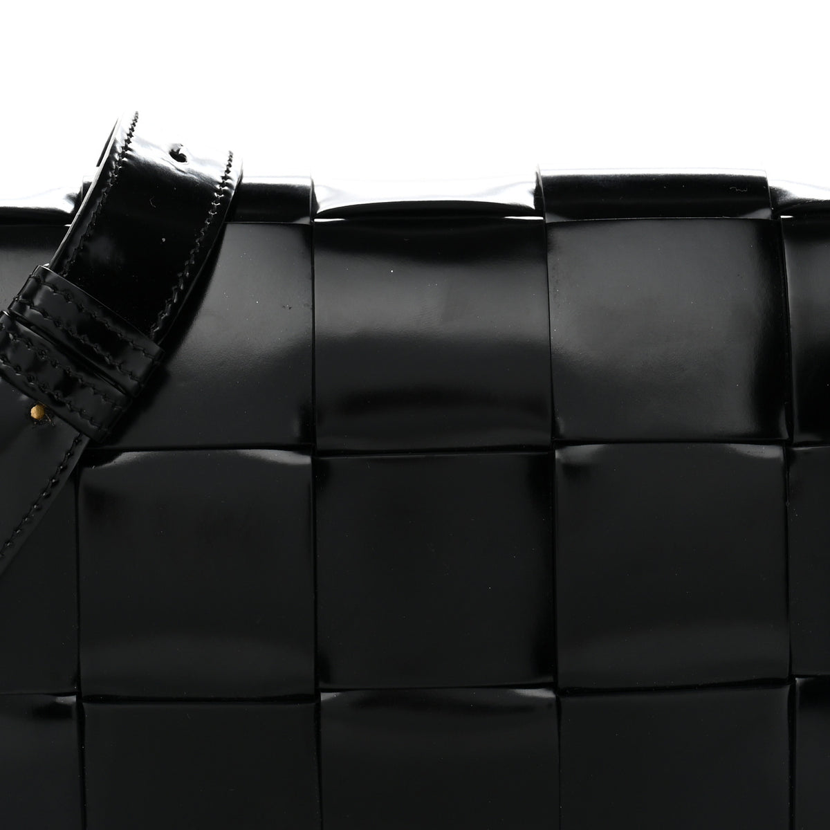 Patent Maxi Intrecciato Cassette Crossbody Bag Black
