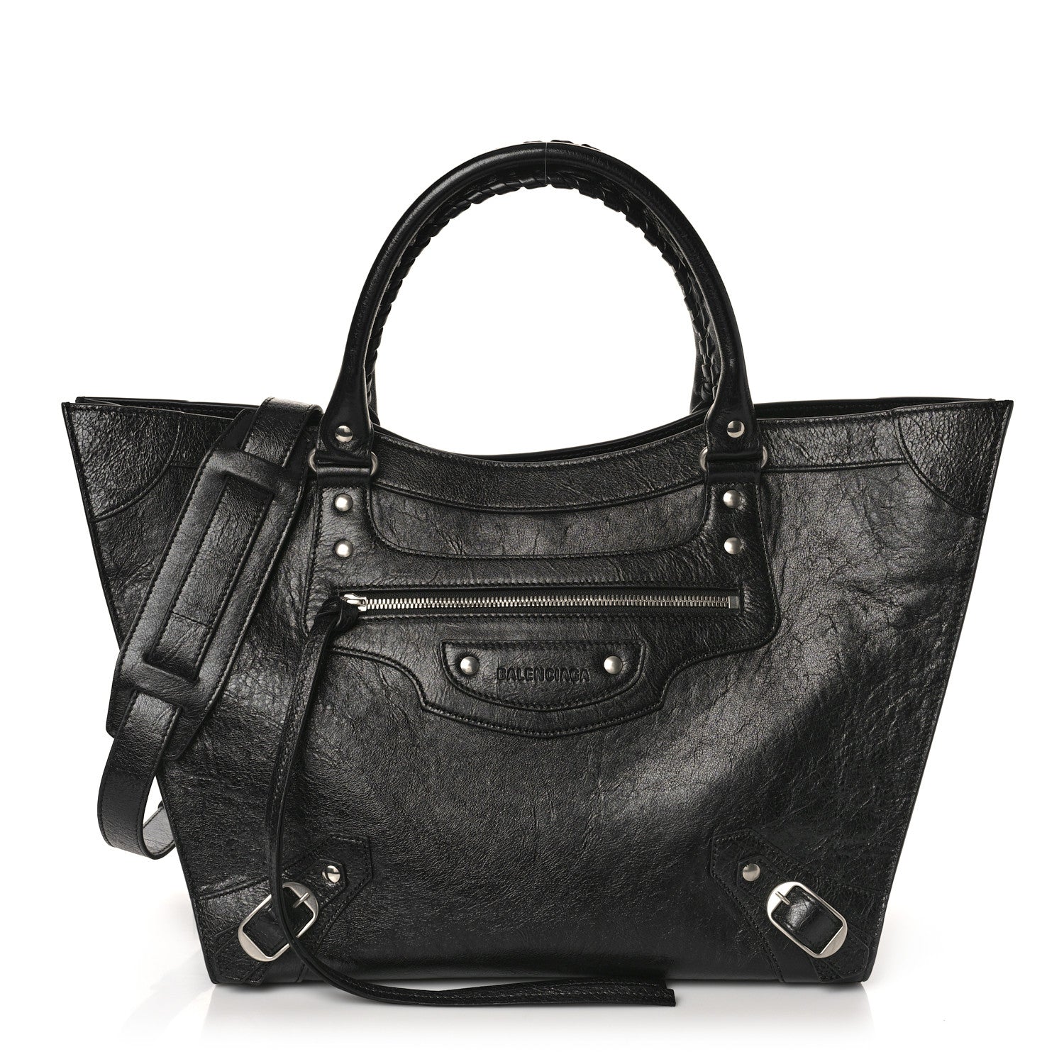 Balenciaga Agneau Arena Neo Classic Silver Hardware Large Upside Down Tote Black 1 of 8