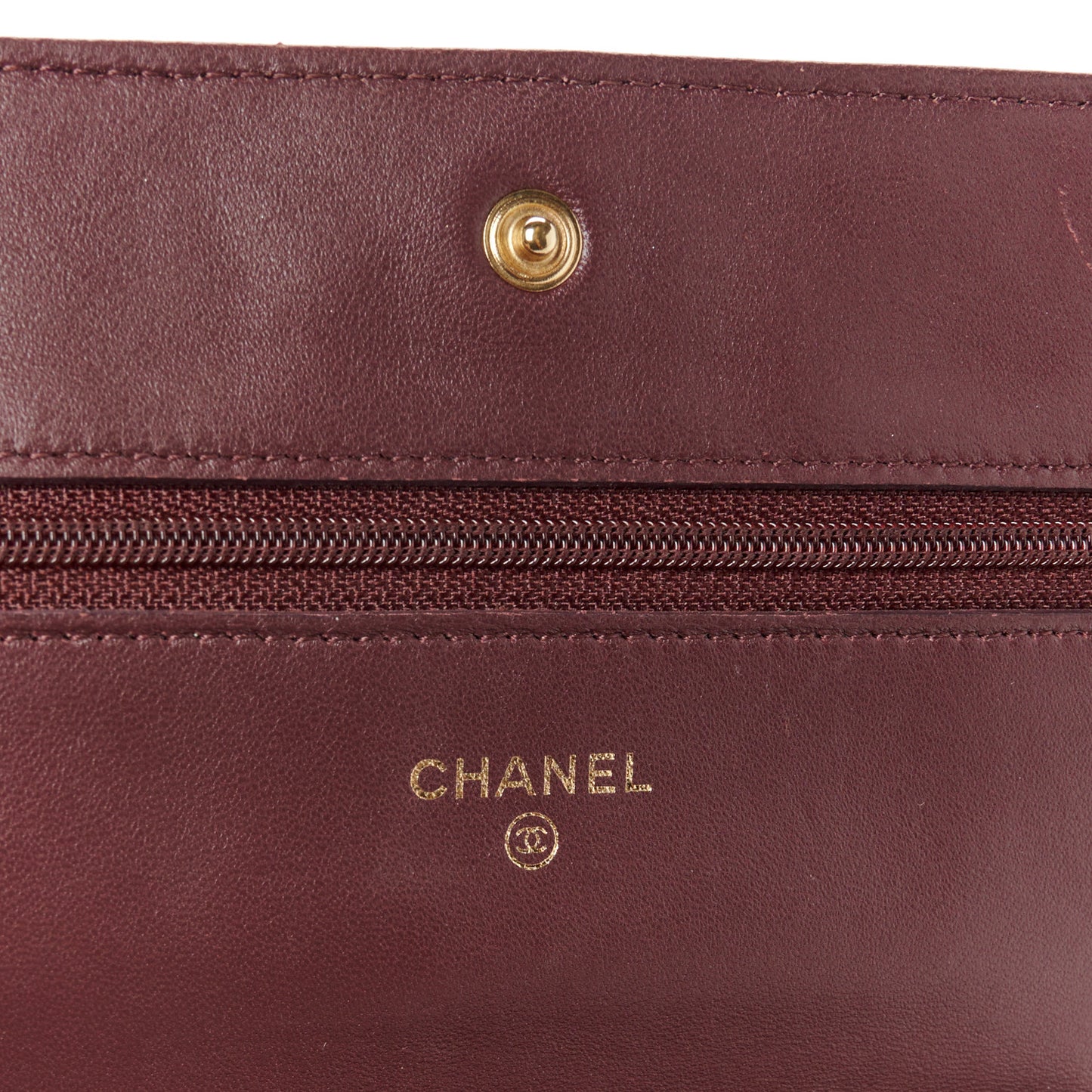 Lambskin Quilted Wallet On Chain WOC Burgundy