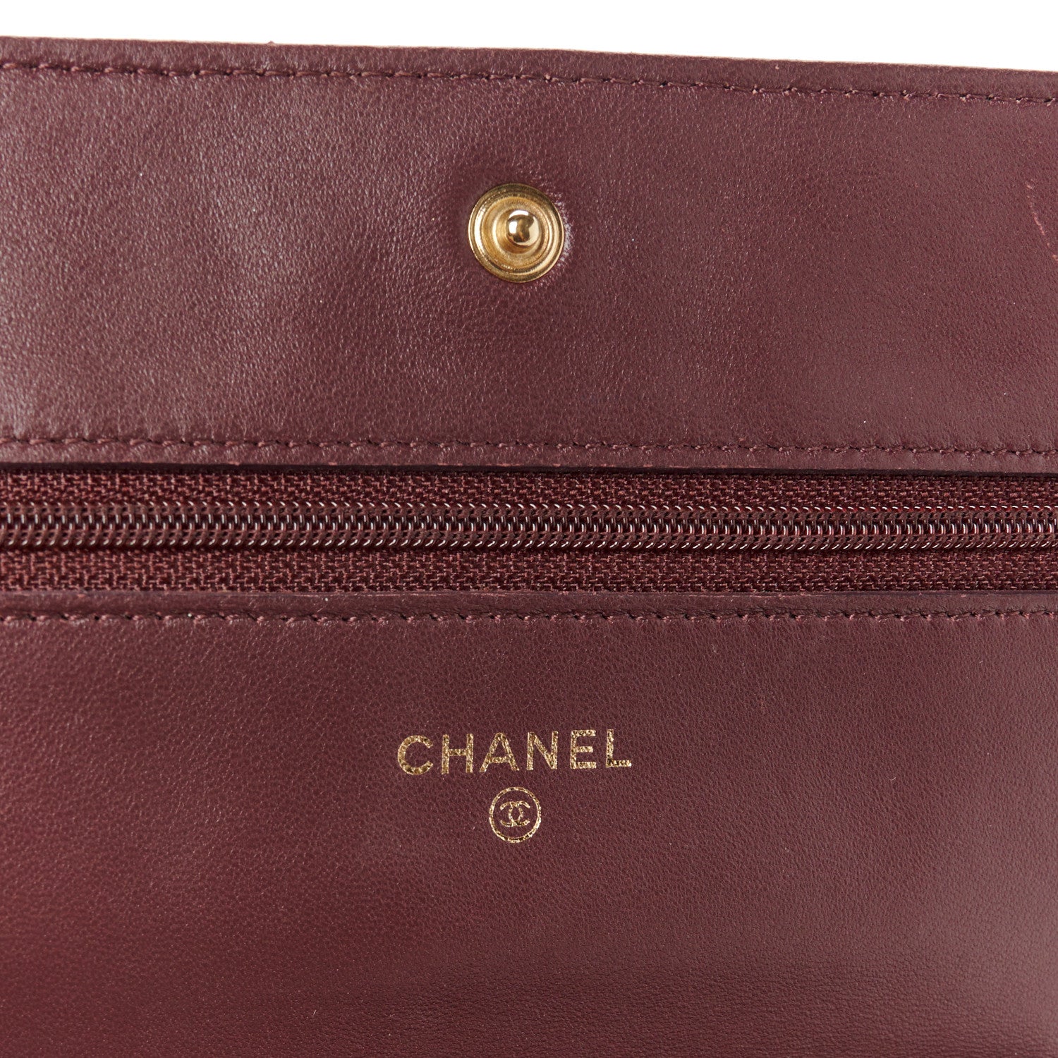 Chanel Lambskin Quilted Wallet On Chain WOC Burgundy 6 of 14