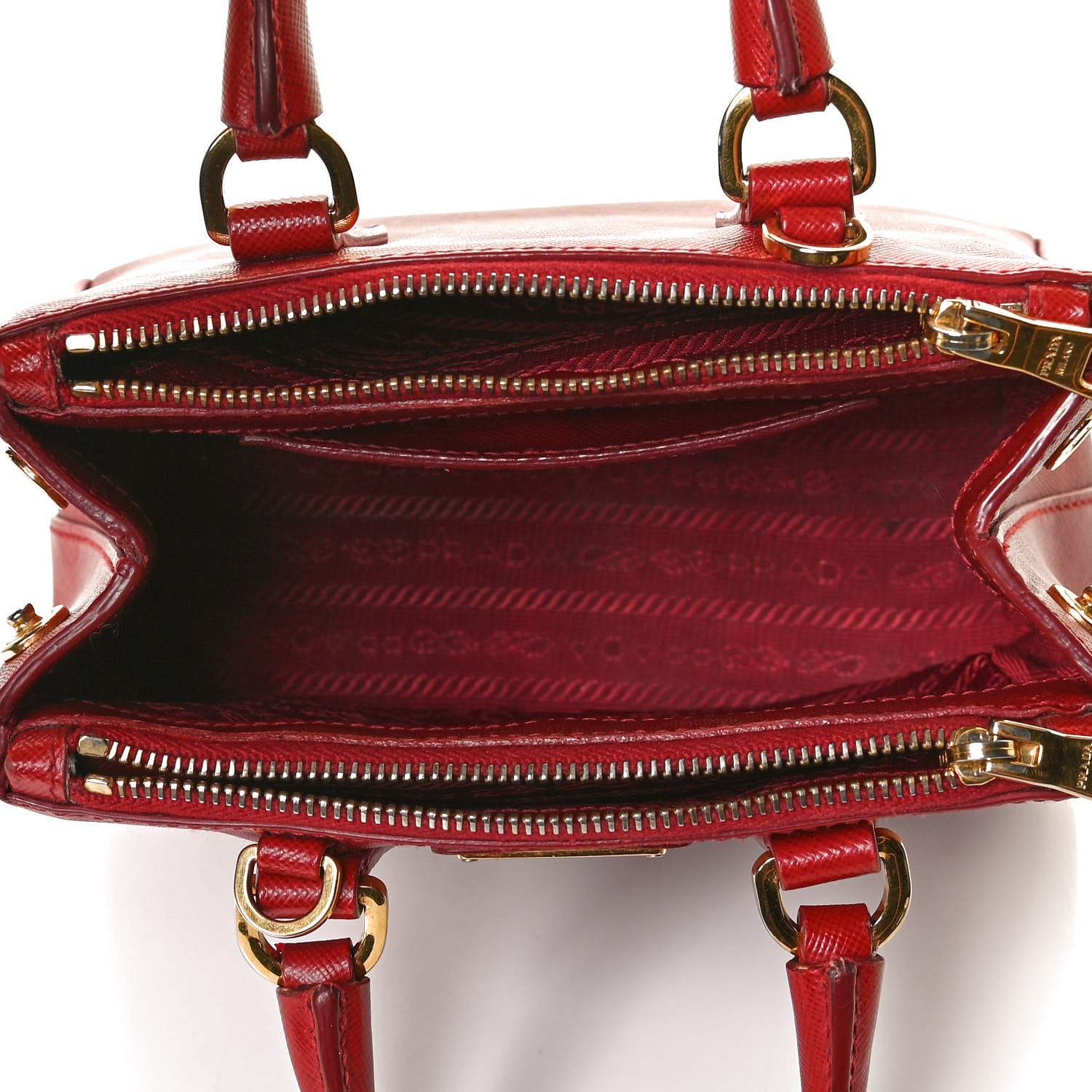 Prada Saffiano Micro Galleria Double Zip Tote Fuoco 5 of 11