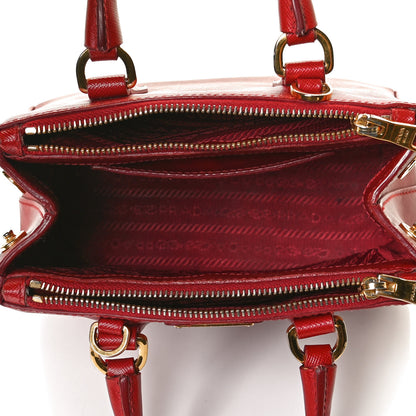Prada Saffiano Micro Galleria Double Zip Tote Fuoco 5 of 11
