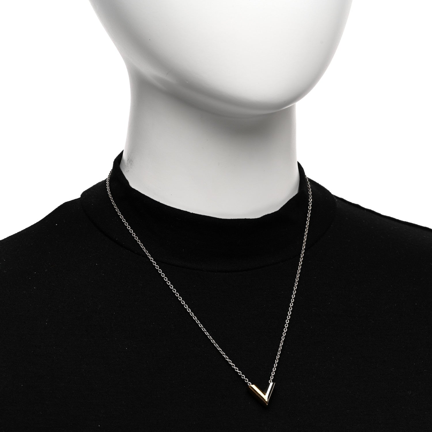 Louis Vuitton Essential V Necklace Silver Gold 2 of 5