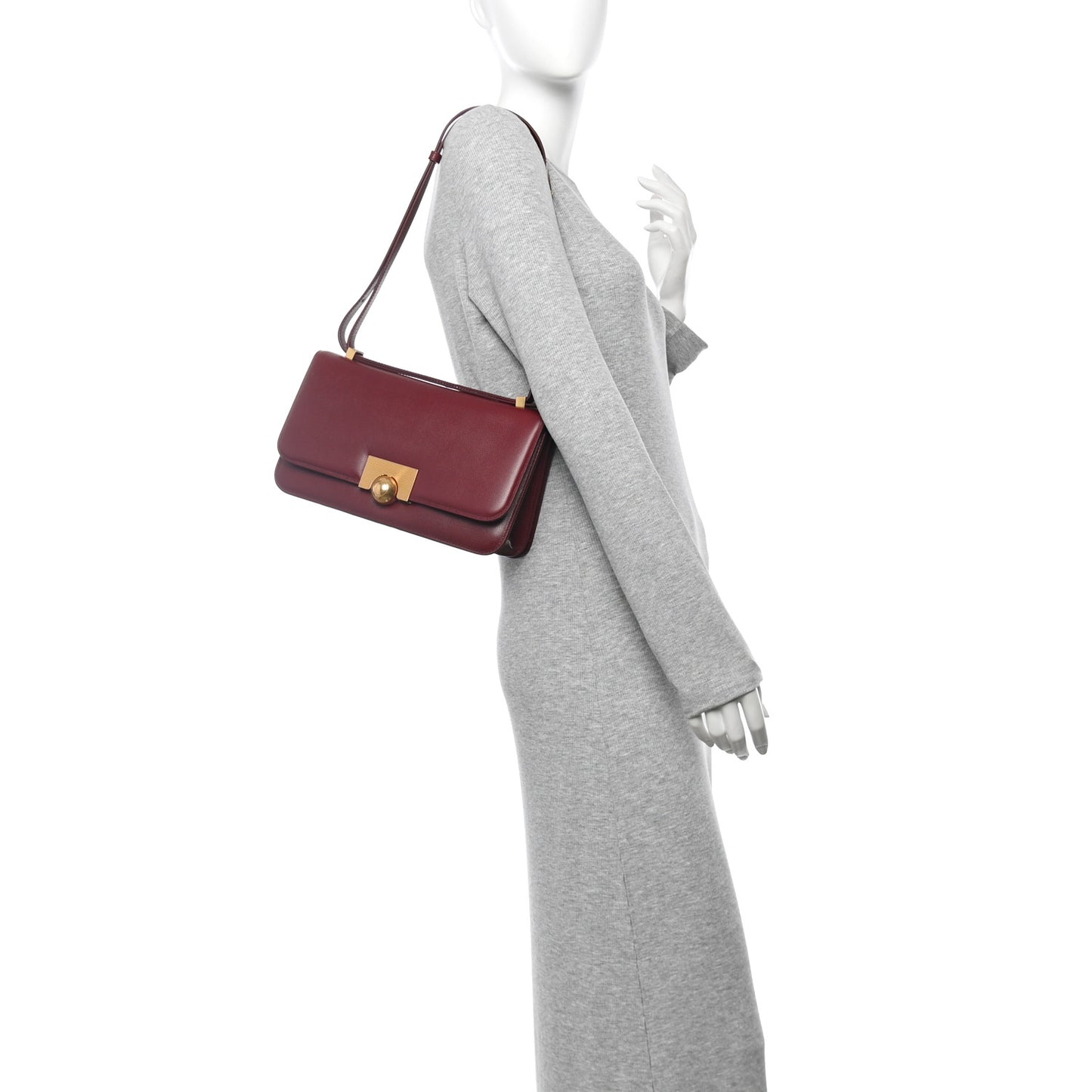 Calfskin Stamped Classic BV Bag Dark Red
