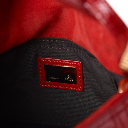 Fendi Vitello Naplak Small Convertible Baguette Rosso 6 of 13