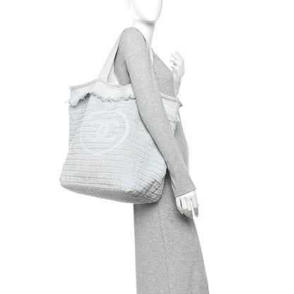 Chanel Terry Cotton CC Beach Tote Towel Set Light Grey 2 of 10