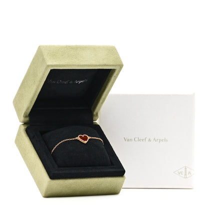 Van Cleef & Arpels 18K Rose Gold Carnelian Sweet Alhambra Heart Bracelet 6 of 6