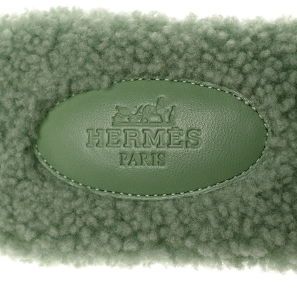 Hermes Woolskin Oran Sandals 37.5 Vert D'Eau 6 of 7