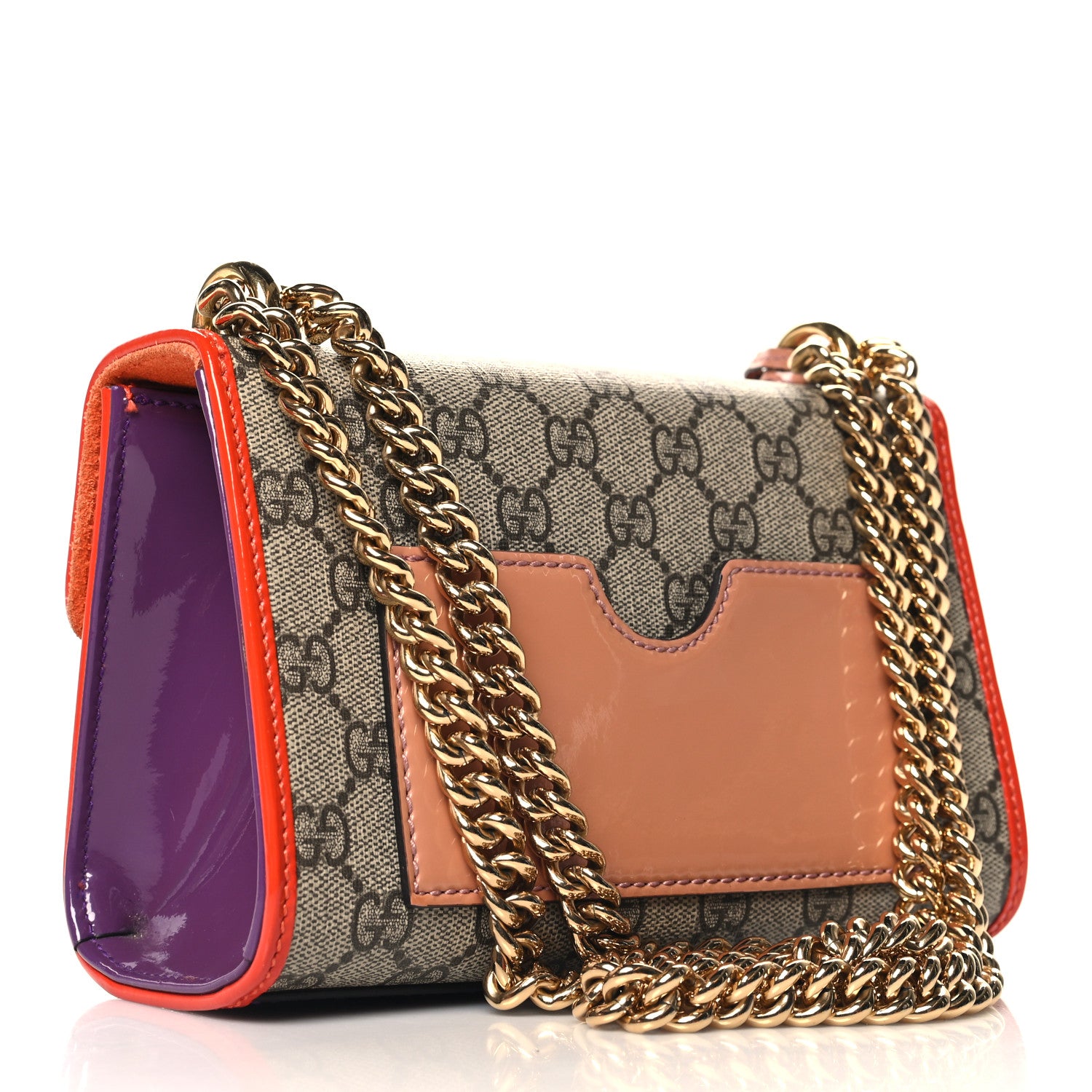 Gucci GG Supreme Monogram Patent Small Padlock Shoulder Bag Multicolor 3 of 12