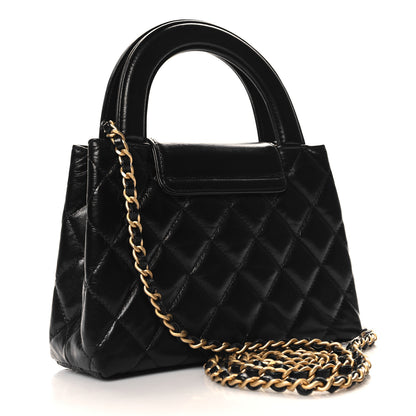 Chanel Shiny Aged Calfskin Quilted Nano Kelly Shopper Black 3 of 11