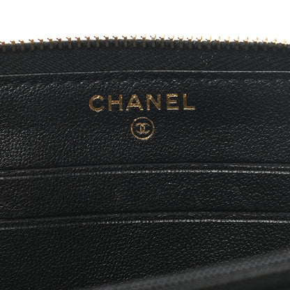 Chanel Caviar Sheepskin Chevron Quilted Medium Mademoiselle Vintage Zip Around Wallet Black 6 of 8