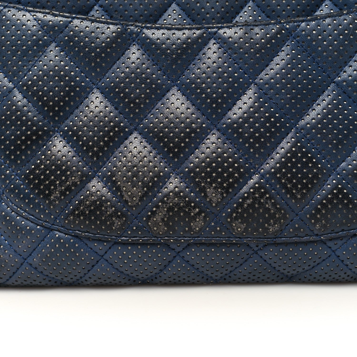 Chanel Lambskin Perforated Jumbo Single Flap Blue 13 of 19