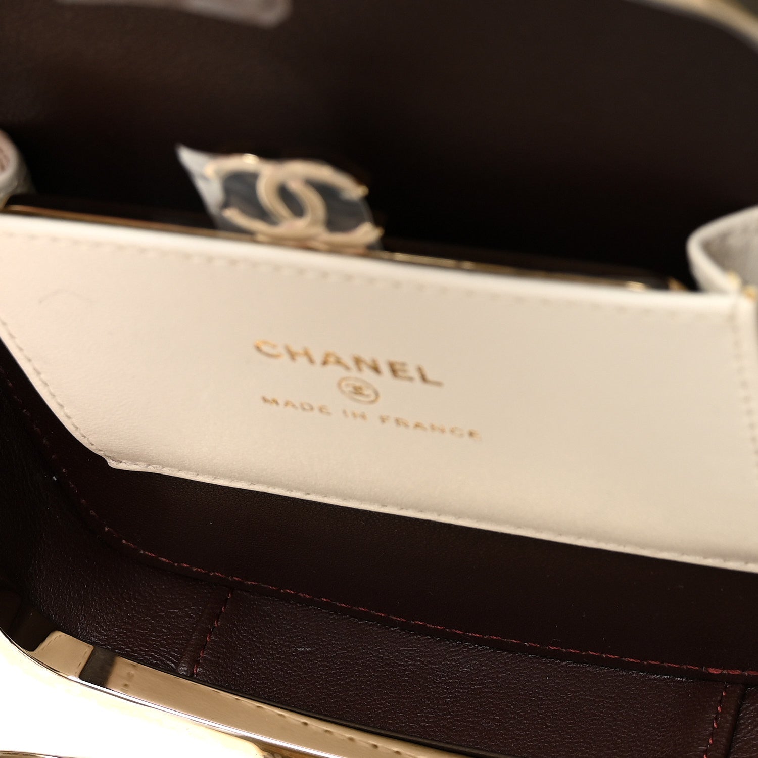 Chanel Lambskin Minaudiere Vanity With Handle White 5 of 10