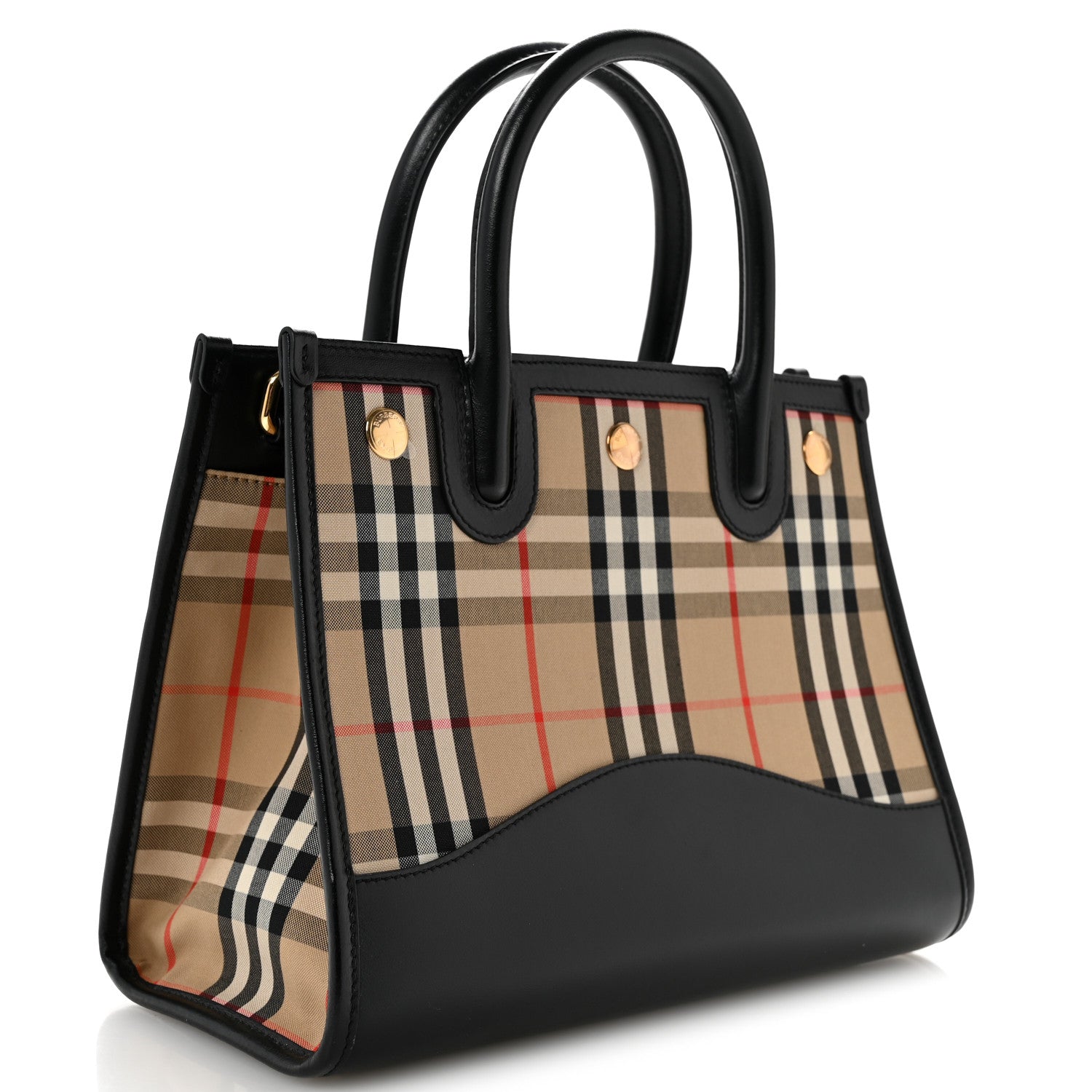 Burberry Calfskin House Check Mini Two Handle Title Bag Black 3 of 12