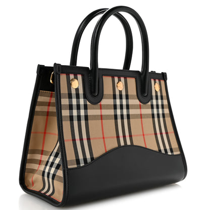 Burberry Calfskin House Check Mini Two Handle Title Bag Black 3 of 12
