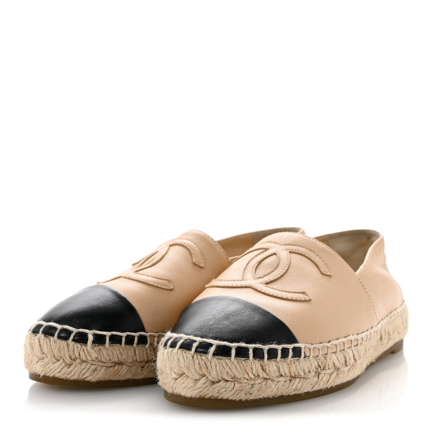 Lambskin CC Espadrilles 35 Beige Black